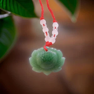Lotus Flower Jade Stone Jade Pendant Necklace Jewelry Gift - Picture 1 of 2