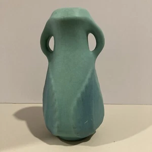 VTG Van Briggle Pottery Blue Green Colo Spgs Large Leaf Handle Vase Signed. GV-4 - Picture 1 of 11