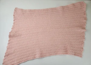 Vintage Antique Baby Nursery Throw Blanket Knitted Crochet Pink Small 1940’s - Picture 1 of 6
