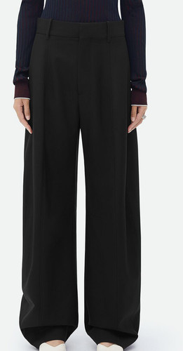 PANTALONI GABARDINE DONNA BOTTEGA VENETA LANA NERA NUOVI CON ETICHETTE TAGLIA 44