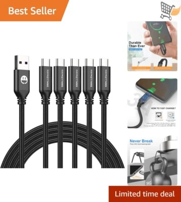 Paquete de 5 dispositivos compatibles con sincronización de datos de carga rápida trenzados con cables USB C de 10 pies Foto 1 de 4