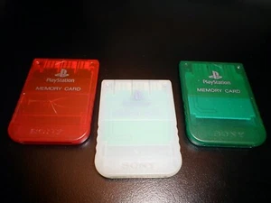 Official Holiday 3 Memory Cards Lot *Red Green White* Playstation 1 US/Japan PS1 - Picture 1 of 8