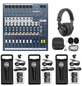 Soundcraft EPM8 8 Mono+2 Stereo Ch. 2 Bus Recording/Live Mixer+Mics+Headphones - Picture 1 of 12