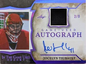#/9 Jocelyn Thibault AUTOGRAPH SIGNATURE RELIC 2020-21 Leaf In the Game Used ITG