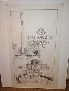 Impresión artística de Michael James UNC Charlotte Carolina del Norte The 49er Belk Tower firmada - Imagen 1 de 5