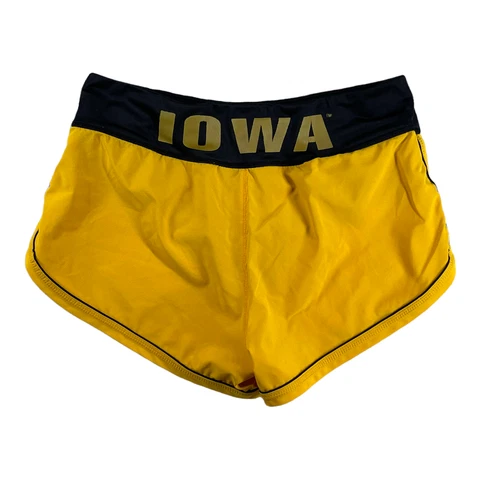 Iowa Hawkeyes Women's Shorts Large Yellow Lined  Running Colosseum Athletics Cover
