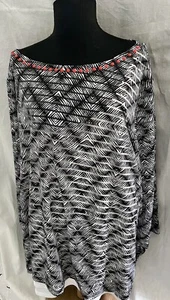 Ruby Rd. Top túnica escote con cuentas negro, blanco y coral - Talla 1X ¡NUEVO CON ETIQUETAS! - Imagen 1 de 2
