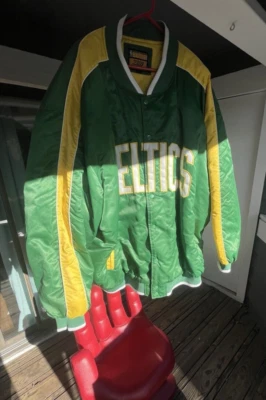 Vintage 90s Boston Celtics G-III Starter Bomber Jacket Green [RARE] | Size 4XL - Image 1 of 4