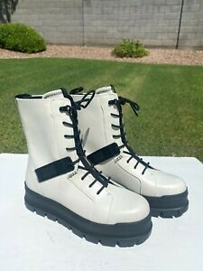 UGG Australia Sheena Leather Combat Boots Womens 8 White Waterproof NEW $160