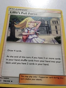Lillie's Full Force 196/236 LP - Cosmic Eclipse Pokemon Card - Kodama Art - Picture 1 of 4