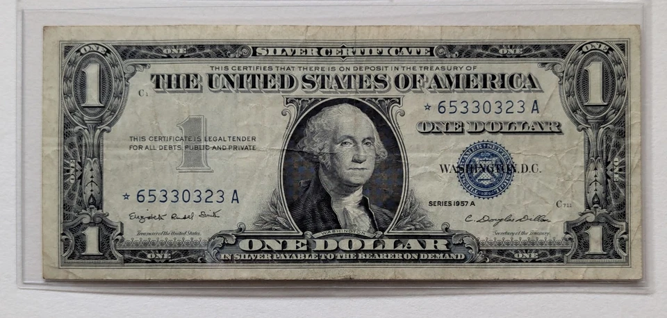 US One Dollar, 1957-A, $1 Silver Certificate Star Note, Blue Seal  - Image 1 of 2