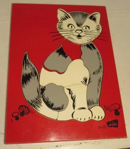 Vintage #24 Judy Instructo Cat Puzzle NOT Complete GUC Wooden Wood Tray RARE GUC - Picture 1 of 6