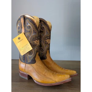 Stivali western El General da uomo taglia 7,5 senape esotici caimano cola pelle cowboy - Foto 1 di 4