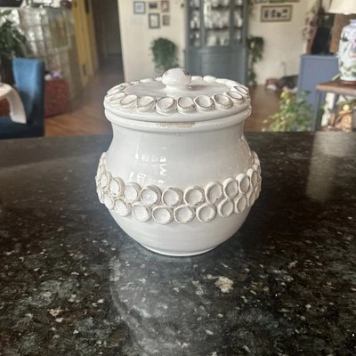 Tarro de galletas de cerámica hecho a mano/rústico/granja hecho en Italia Foto 1 de 4