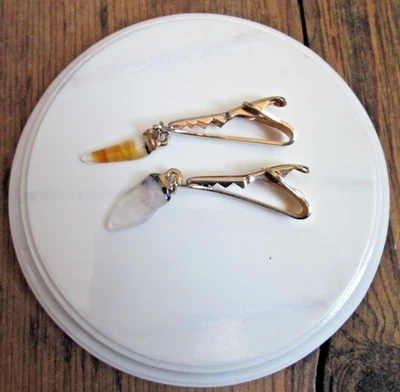 Lote De Colección Agata Corbata Clip Colgante Piedra Pulida Tono Dorado Foto 1 de 4