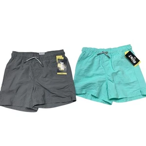 2 New Art Class Boys Small Green Gray Drawstring Waist UPF 50+ Swim Trunks - Picture 1 of 5