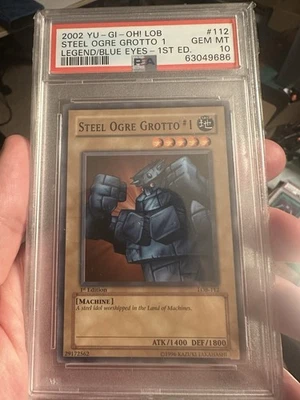 2002 Yu-Gi-Oh! Steel Ogre Grotto #1 Legend Of Blue Eyes LOB 1st Ed Common PSA 10 - Image 1 of 2
