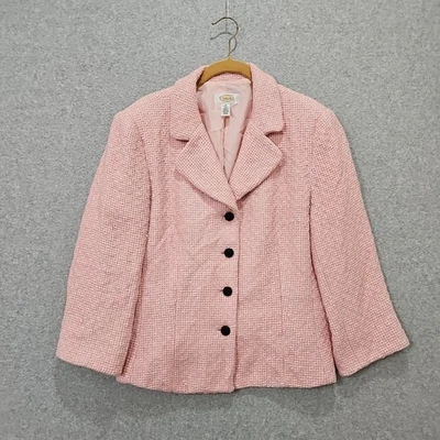 Chaqueta Blazer Talbots 100% Seda Tweed Look Rosa Talla 14 Manga Larga Forrada Foto 1 de 4