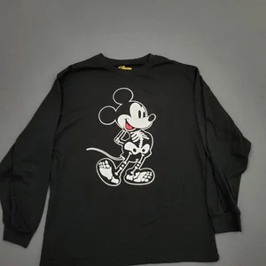 Disney Mickey Mouse Shirt Youth Girls 2XL Long Sleeve Skeleton Side Slit Black - Picture 1 of 13