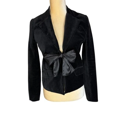Old Navy Y2K Black Velvet Blazer with Satin Bow Jacket Women's XS - Image 1 of 4