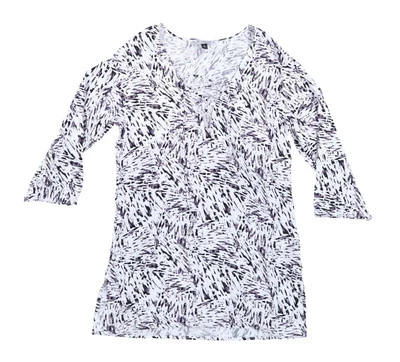 Vestido túnica para mujer J Valdi con cordones cuello en V blanco negro púrpura Xs Foto 1 de 2