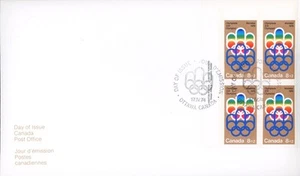 Canada Stamp - B - Semi Postal #B1-OFDC - PLATE BLOCK- 1976 Olympics (1974) 4... - Picture 1 of 1