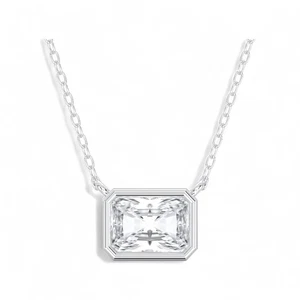 1.00 Ct Radiant Lab Grown Diamond Pendant 14k White Gold IGI Certified - Picture 1 of 17
