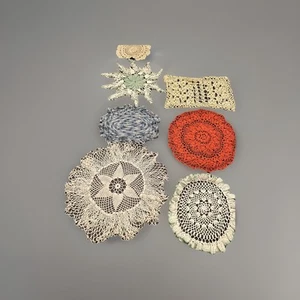 Variety Of Sizes And Shapes Doilies Some Crocheted . Variety Of Colors . - Picture 1 of 8