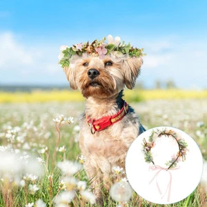 Wedding Floral Necklace Dog Flower Collar Accessory Decoration Travel - Picture 1 of 12