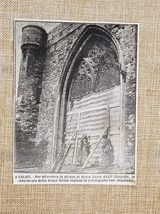 Calais nel 1915 Infermiere Croce Rossa protegono Notre Dame dagli Zeppelin WW1 - Picture 1 of 1