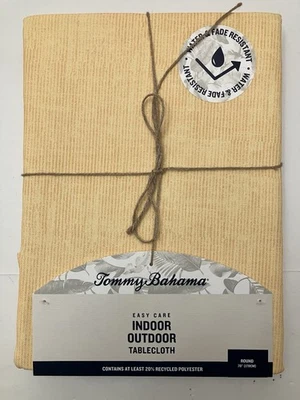 Tommy Bahama Interior Exterior Rayas Amarillo 70" Mantel Redondo Agua Desvanecimiento Fácil N Foto 1 de 4