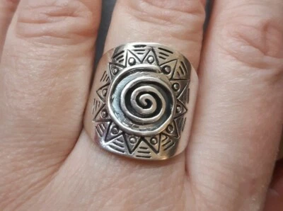 anello argento 925 con spirale e sole mis 22 - Immagine 1 di 4
