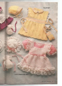 Delicate Dresses Knit Crochet Patterns Ruffles Pinafore Vintage L70 - Picture 1 of 4