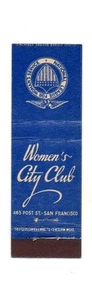 WOMEN'S CITY CLUB San Francisco CA Sin Usar León Enano Frontal Strike Matchcover - Imagen 1 de 1