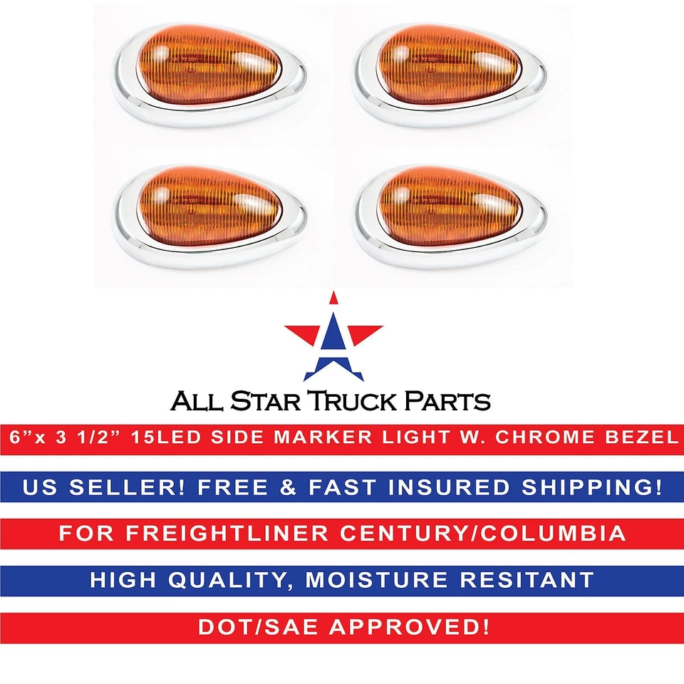 Freightliner Century/columbia Side LED Marker & Signal Light With Chrome Bezel