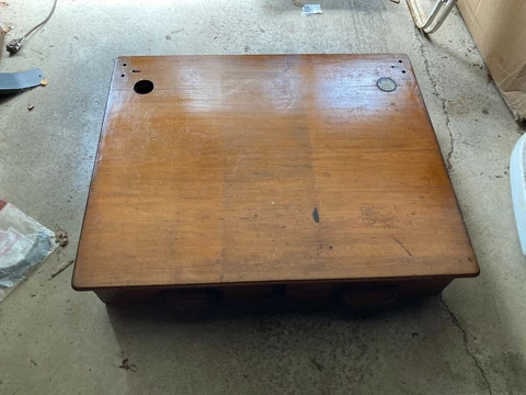 Vintage EARLY1900s Wood Top School Desk WITH TWO LARGE DRAWERS Cover