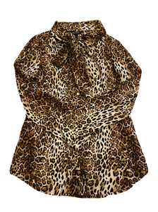 WHITE HOUSE BLACK MARKET CHETAH BUTTON FRONT BLOUSE SIZE 8 NWOT - Bild 1 von 7