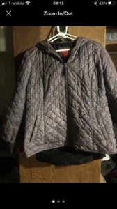 Jacket Women’s Large Purple Hoodie hooded Long Sleeve Plaid Purple - Picture 1 of 3