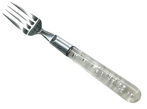 1 Dinner Fork Bubblor Clear Plastic Handle with Bubbles Ikea Stainless 7 7/8" - Picture 1 of 2