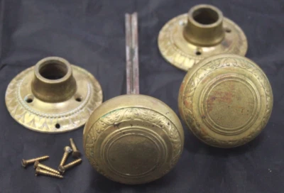 Yale & Towne Brass Concentric Flower Door Knob Set #2 - Image 1 of 4