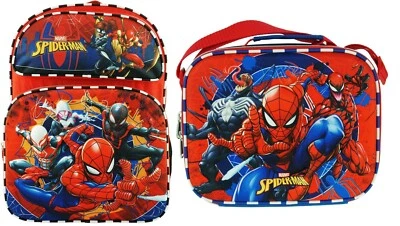 Disney Marvel Spider-man Boys Girls School Backpack Lunch Box Book Bag Kids Gift - Image 1 of 4