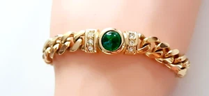 GROSSE ° SILBER DESIGN ARMBAND ° vergoldet ° Grüner Stein ° Zirkonia ° - Bild 1 von 13