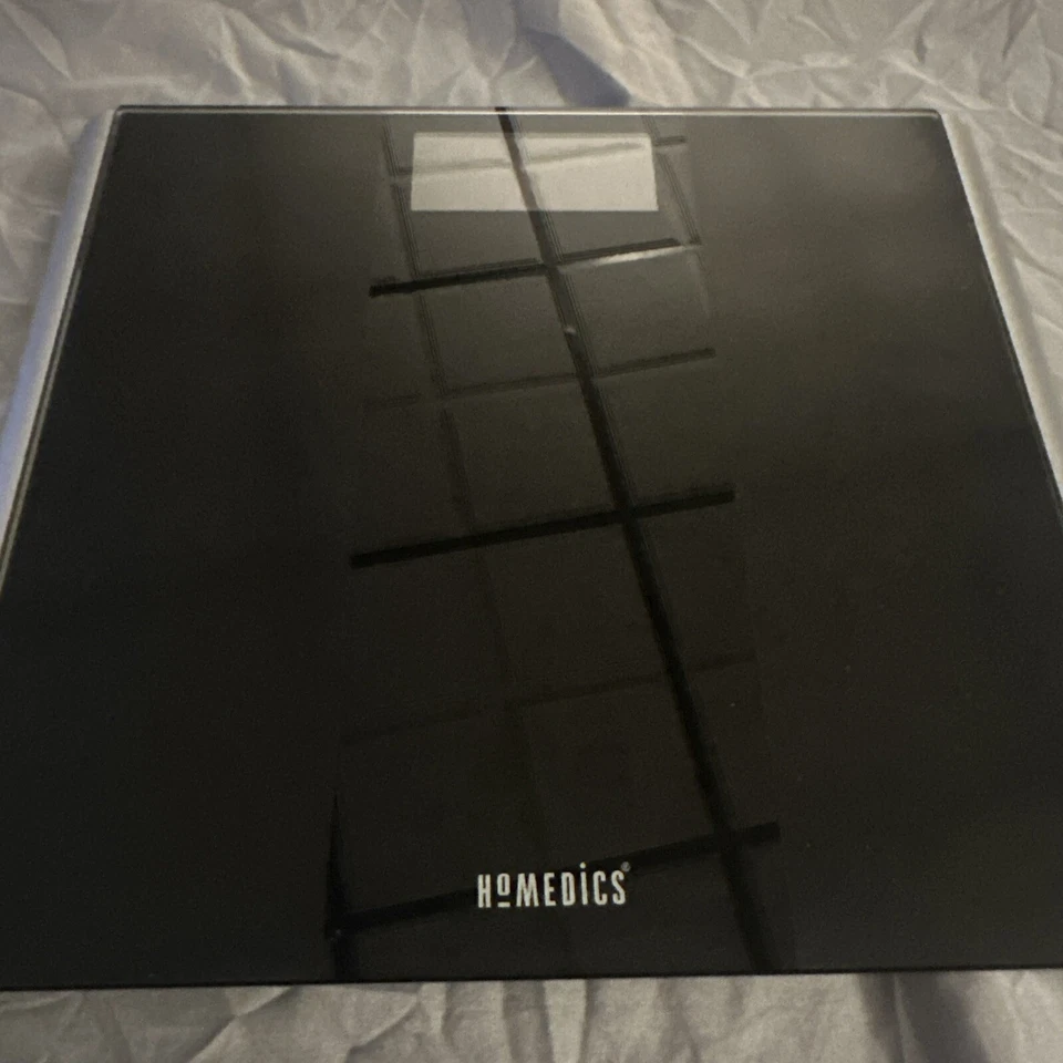 Báscula digital de grasa corporal de vidrio Homedics ~ Modelo SC-800 ~ Negra ~ Plataforma Foto 1 de 4