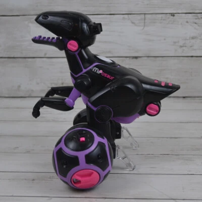 Purple Black MiPosaur Robotic Dino Toy w/ Track Ball Dinosaur Missing Tail Works - Image 1 of 4