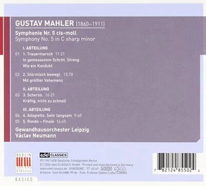 MAHLER Symphony #5 VACLAV NEUMANN, GEWANDHAUSORCHESTER LEIPZIG CD NEW - Picture 1 of 2