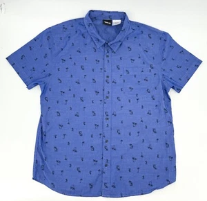 Disney Mickey Mouse Shirt Mens 2XL XXL BLue Button Shoft Sleeve Parks TV Movie - Picture 1 of 10