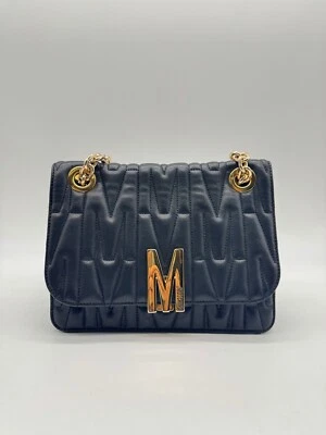 MOSCHINO monogram logo quilted leather convertible shoulder bag + Dust bag BLACK - Image 1 of 4
