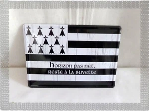Plaque Métal " Horizon Pas Net, Reste à la Buvette " 20 x 14,5 cm - Foto 1 di 2