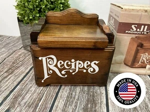 WOOD  KITCHEN RECIPE CARD FILE BOX INDEX CARD W 6.75 X H6.5 X D 4.5 INCHES - Picture 1 of 12