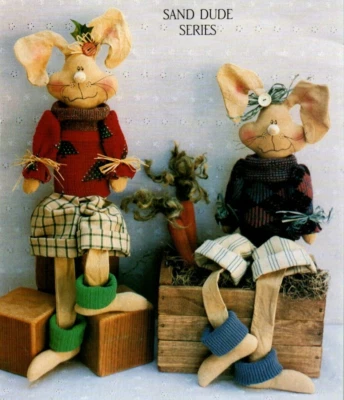 Ruggles Rabbit Sand Filled Bottom Doll Soft Sculpture Pattern Folk Art Primitive - Image 1 of 2